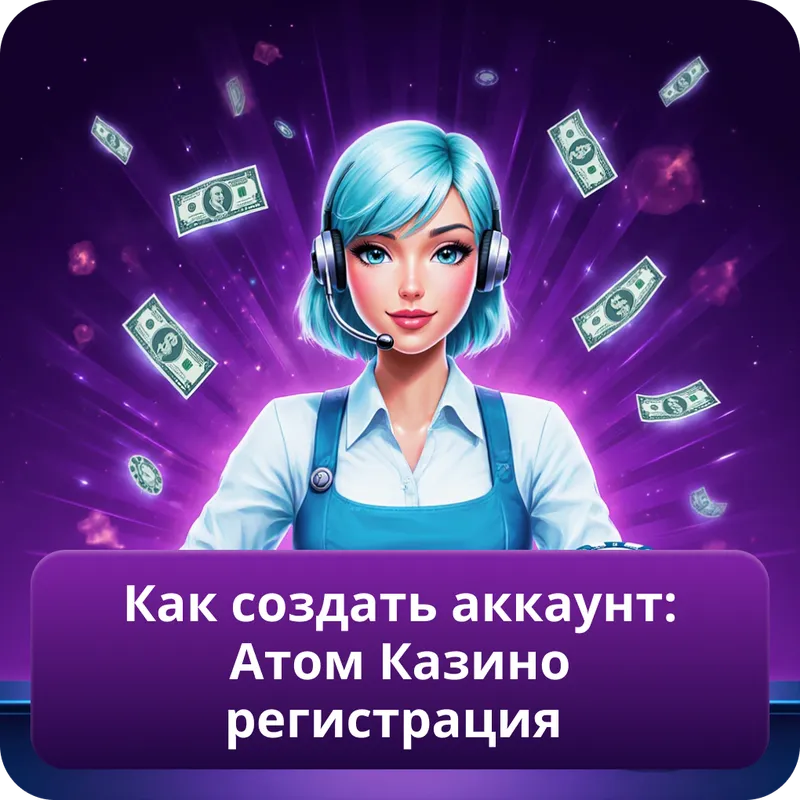 Как создать аккаунт: Атом Казино регистрация